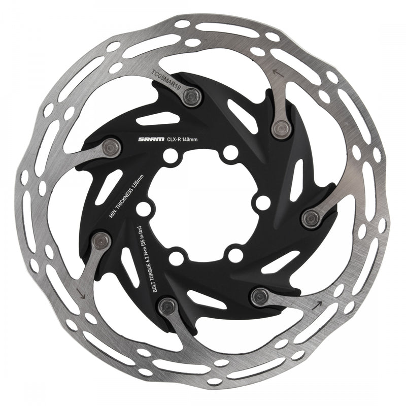 BRAKE PART SRAM DISC ROTOR 140 C-LINE XR ROAD 6B 2-PIECE ROUNDED SL/BK