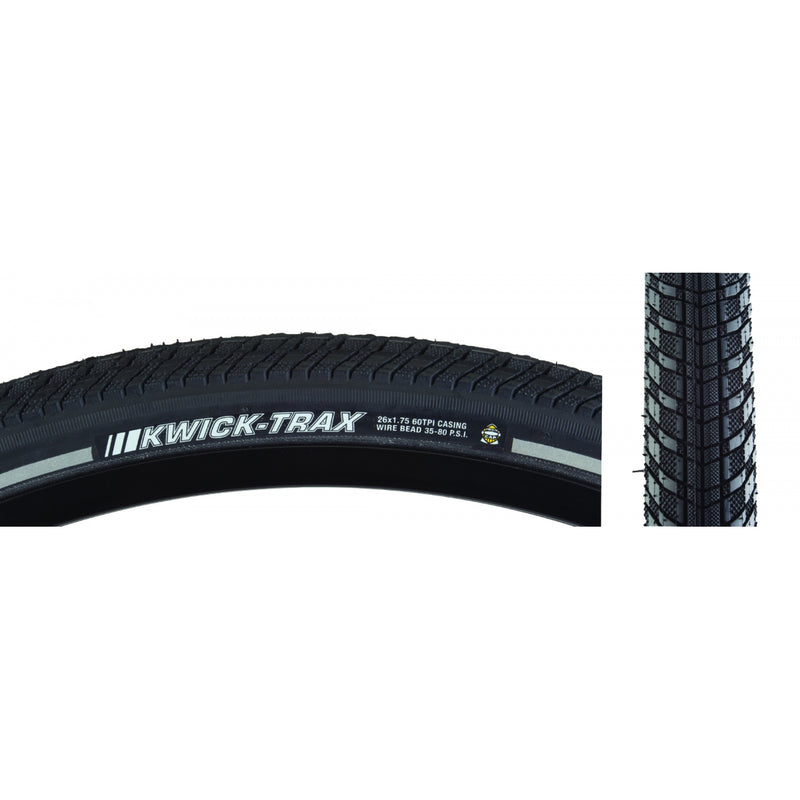 TIRE KEN KWICK TRAX 26x1.5 BK/BK/REF SRC/ICAP/60 WIRE 80psi