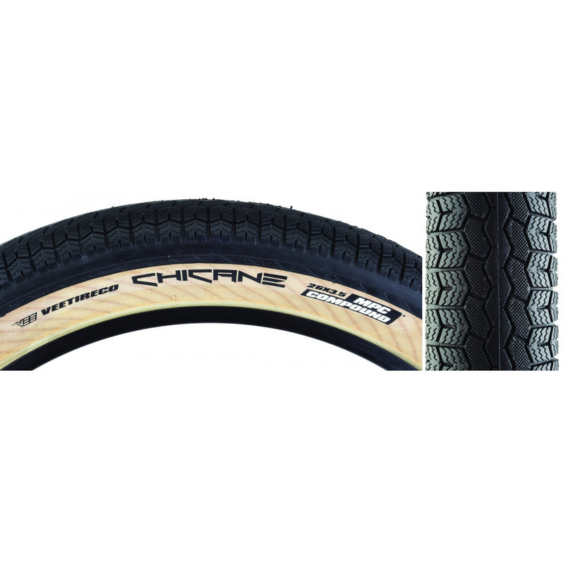 TIRE VEE CHICANE 26x3.5 BK/TAN WIRE/72