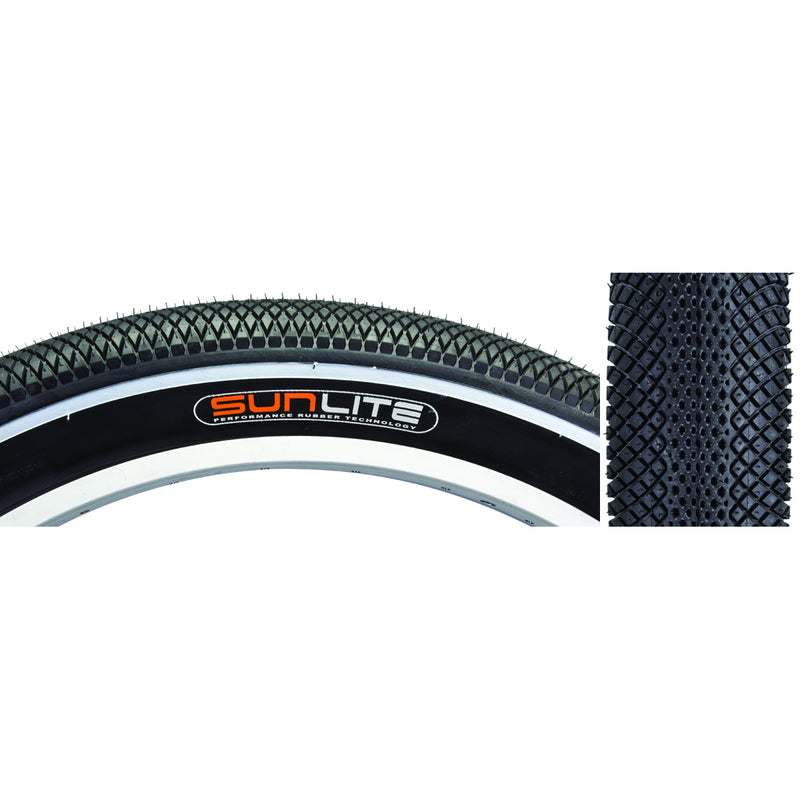 TIRE SUNLT 26x3.5 BK/BK WIRE WH-STRIPE BAJA