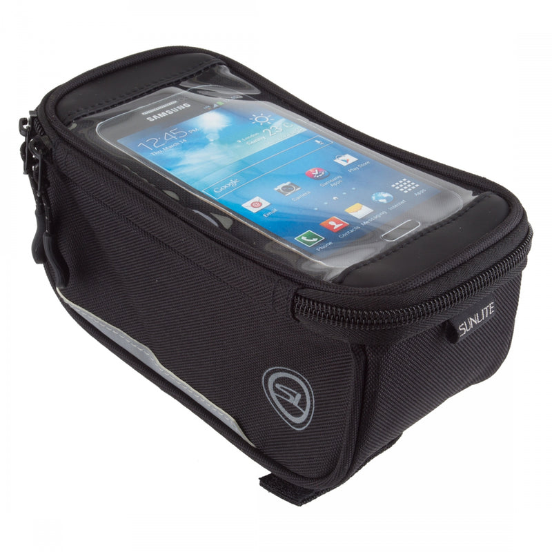 BAG SUNLT TOP TUBE BENTO BOX LG w/PHONE WINDOW BK (G)