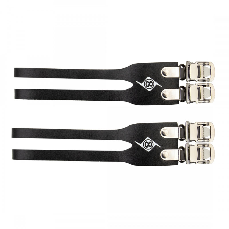 TOE STRAPS OR8 RD DBL LEATHER BLK