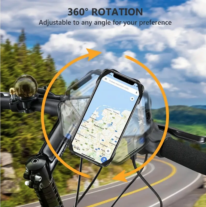 360°Rotation Bike Phone Mount with Bracket and Anti-skid Belt
