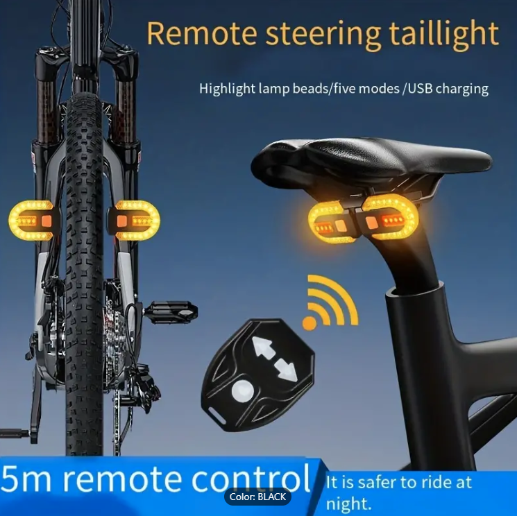 Wireless Bike Light with Turn Signal Indicator and Remote Control