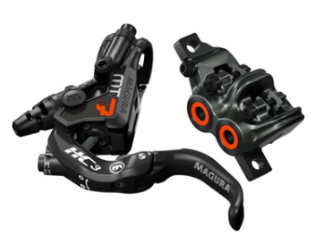 Magura MT7 HC3 Disc Brake and Lever - Front or Rear, Hydraulic, Post Mount, Black/Orange